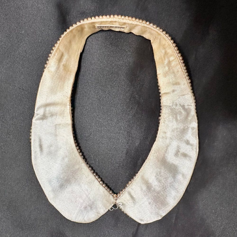 1950s Beaded Faux Pearl Floral Peter Pan Collar Dickey Cottagecore Japan - Picture 7 of 11